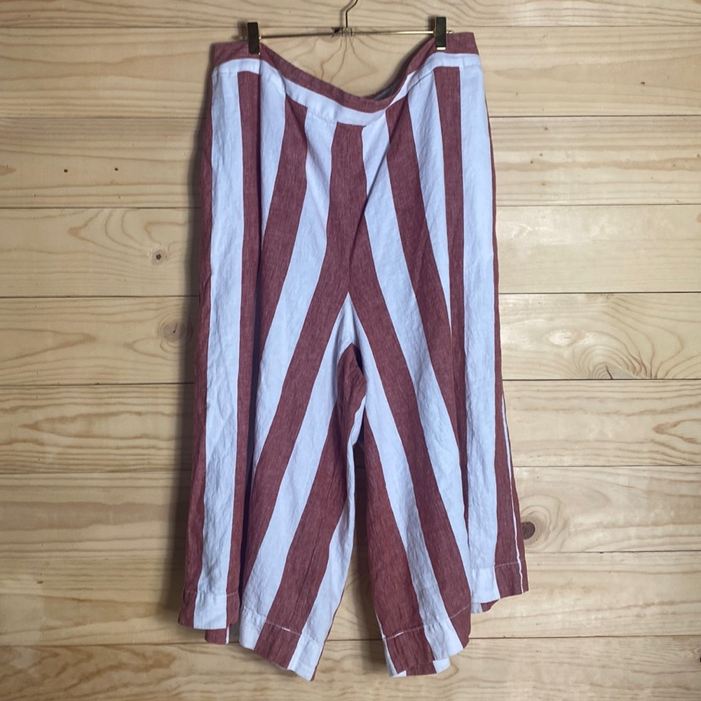 Madewell cropped brown striped wide leg pants